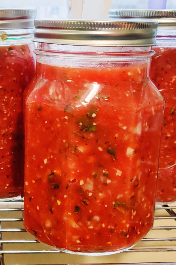 Jars of canned salsa