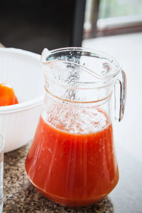 pitcher of homemade bloody mary mix 
