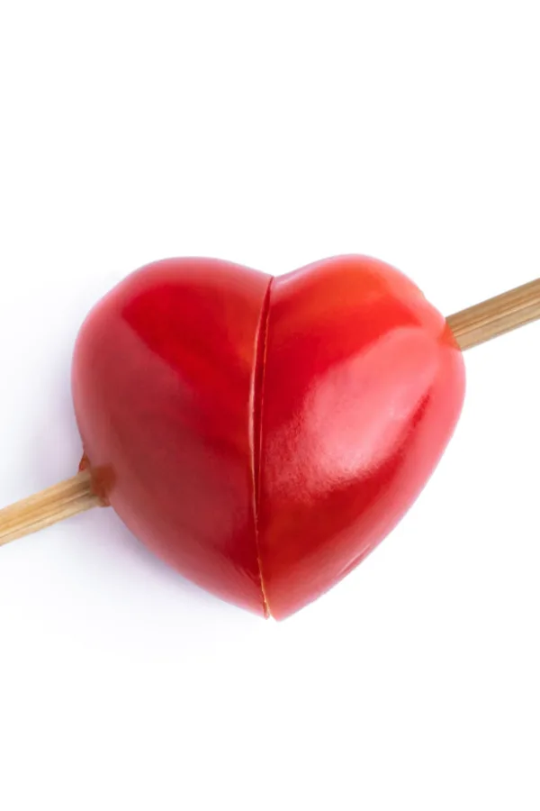 grape tomato in shape of heart