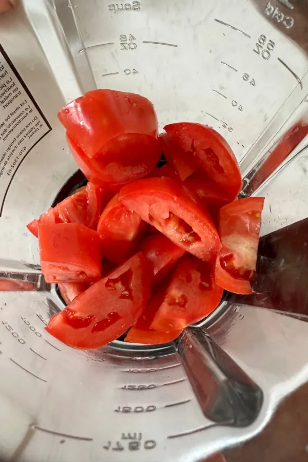 chopped tomatoes in blender