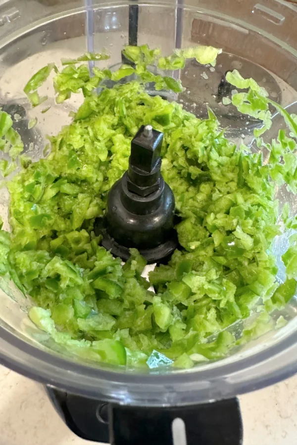 green peppers in food processor