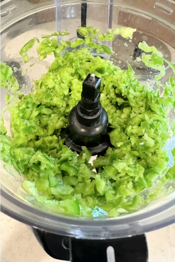 green peppers in food processor