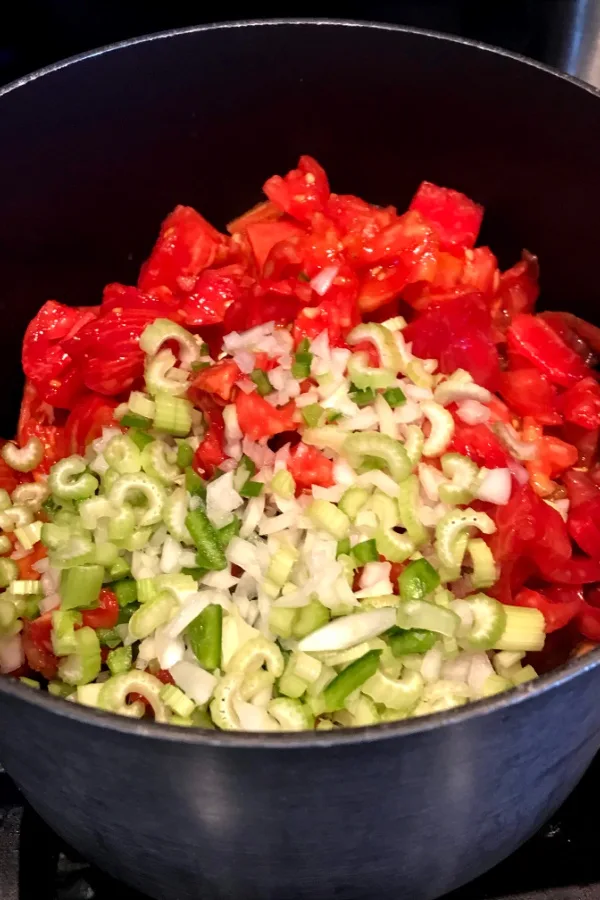 stewed tomato ingredients in pot