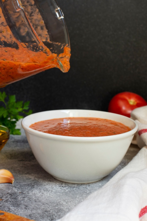 tomato basil soup in blender