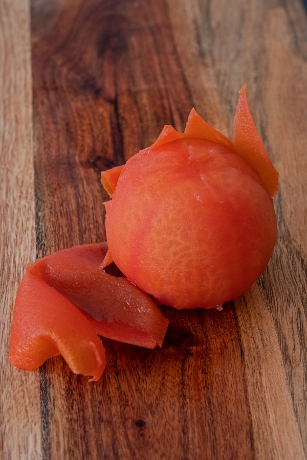 peeling tomatoes