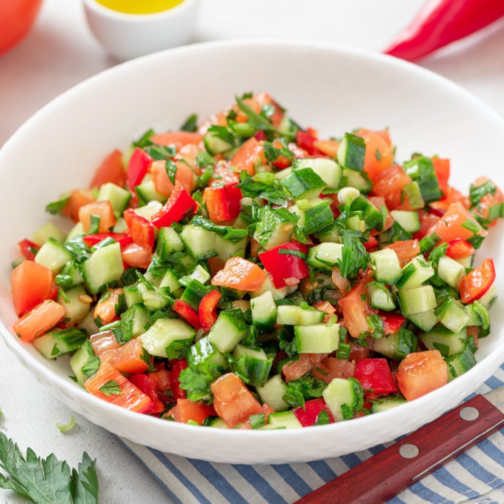 Mediterranean tomato cucumber salad