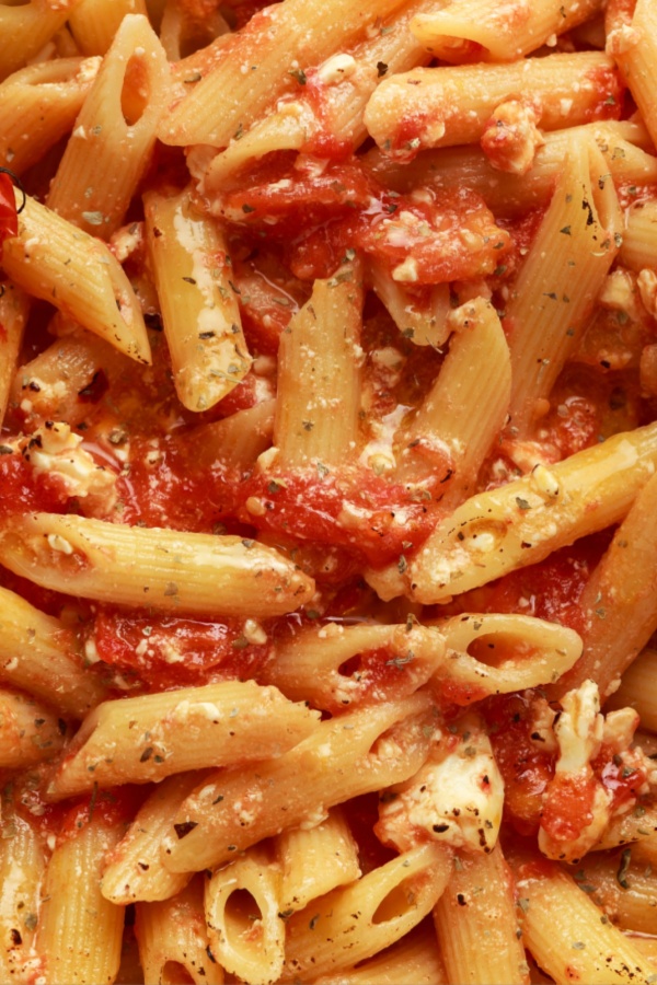 penne pasta in a tomato cheese sauce